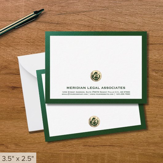 Elégant Carte pour notes vert avec Gold Logo Law O