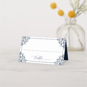 Élégant Cartes de Table Mariage Bleu Nuit Vintage