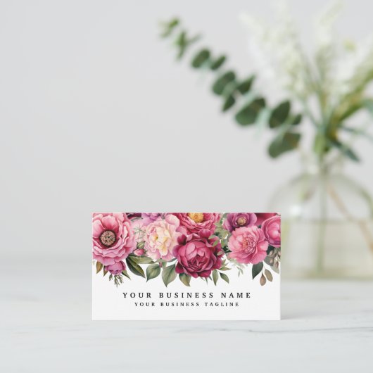 Élégant Cartes de visite de Fleurs Roses Claires (Debout devant)