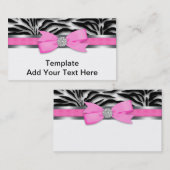 Élégant Cartes de visite Zèbre Rose Chaud (Devant / Derrière)