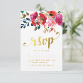 Élégant carton de réponse de mariage à l'aquarelle (Debout devant)