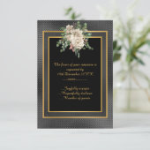 ÉLÉGANT CARTON RSVP FLEURAL AVEC EMBOSSAGE NOIR ET (Debout devant)