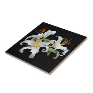 Elegant Casablanca White Oriental Lilies Tegeltje