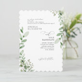 Elegant Cascading Greenery Wedding Scalloped Kaart (Staand voorkant)