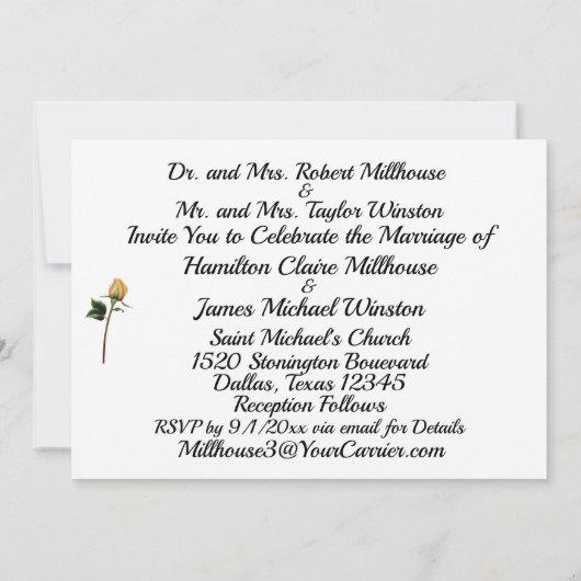 Élégant Casquette Cowboy Rose jaune Faire-part de (Dos)