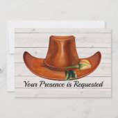 Élégant Casquette Cowboy Rose jaune Faire-part de  (Devant)