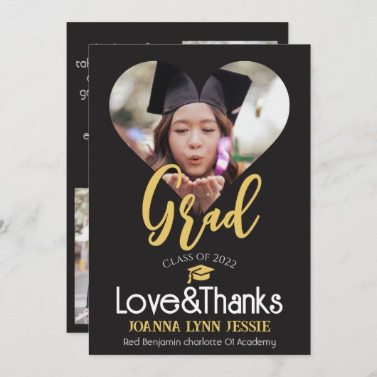 Elégant Casquette d'or Graduation Merci Script Pho (Devant / Derrière)