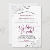 Elegant Cassis Paarse & kanten zilveren bruiloft p Kaart (Voorkant)