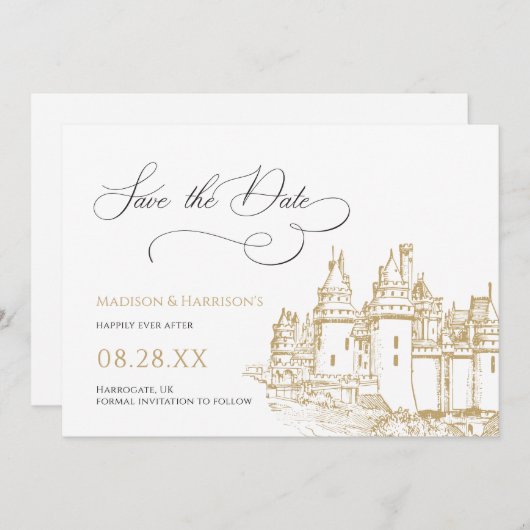 Elegant Castle, eenmaal op een momentele feilloze  Save The Date (Voorkant / Achterkant)