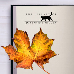 Elegant Cat Aangepaste Naam Bibliotheek Boek Zelfinktende Stempel