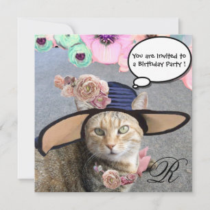 ELEGANT CAT, BIG DIVA PET EN ROZEN BIRTHDAY PARTIJ KAART