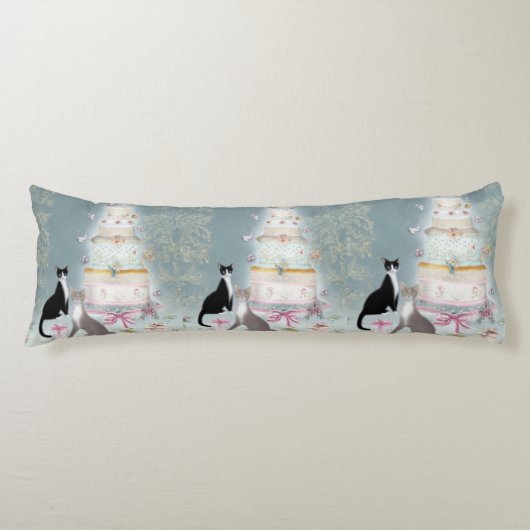 Elegant Cat Celebration Cake Lichaamskussen (Voorkant)