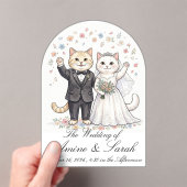 Elegant Cat Couple Wedding Invitation Customizable (In situ (ordinateur de poche))