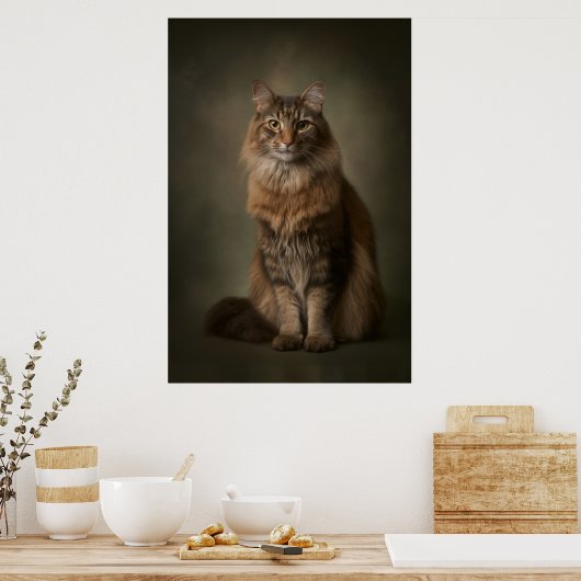 Elegant Cat Studio Portrait Poster (Keuken)