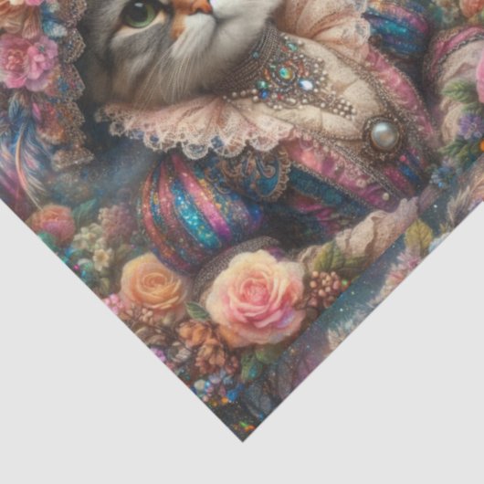 Elegant Cat Victorian Flower Garden Decoupage Tissuepapier (Detail)