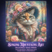 Elegant Cat Victorian Flower Garden Decoupage Tissuepapier