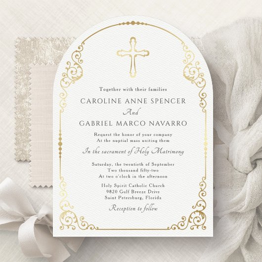 Elegant Catholic Mass Wedding Kaart