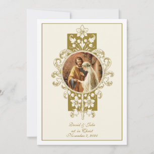 Elégant Catholique Vintage Mariage Invitation