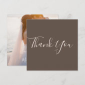 Elégant Cèdre Brown Photo Mariage Carte de remerci (Devant / Derrière)