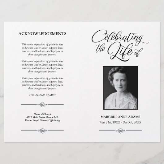 Elegant Celebration of Life Funeral Programme (Voorkant)