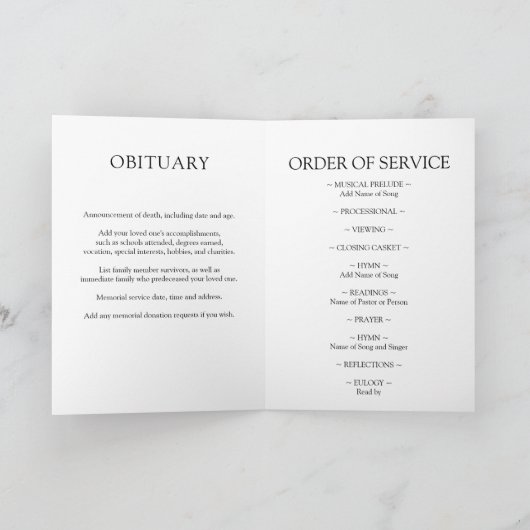 Elegant Celebration of Life Funeral Programme Programma (Binnen)