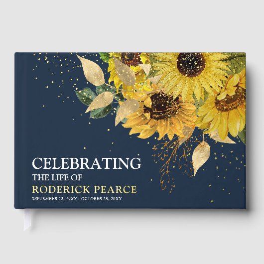 Elegant 'Celebration of Life' - Memorial Sunflower Gastenboek (Voorkant)