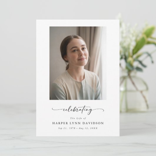Elegant Celebration of Life Photo Funeral Program Programma (Staand voorkant)