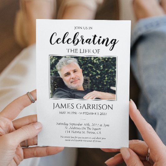 Elegant Celebration of Life Photo Kaart