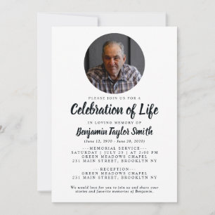 Elegant Celebration of Life Photo Memorial Funeral Kaart