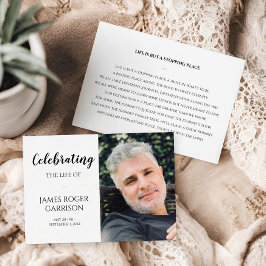 Elegant Celebration of Life Prayer Card with Photo Informatiekaartje