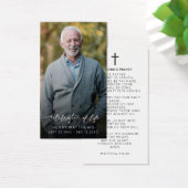Elegant Celebration of Life Script Photo Prayer  Visitekaartje (Bureau)