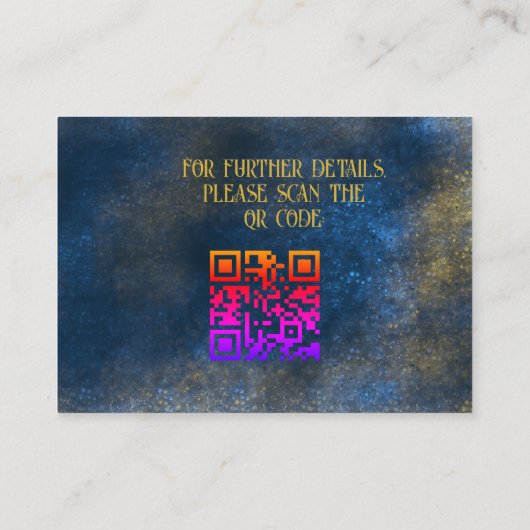 Elegant Celestial Blue & Gold Detail QR-code Informatiekaartje (Achterkant)