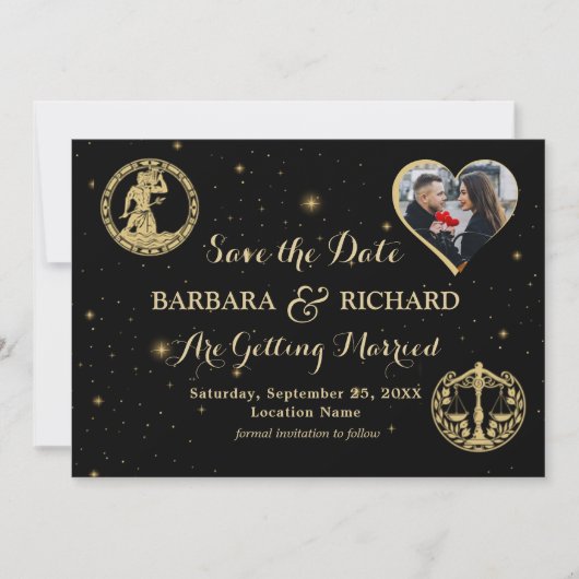 Elegant Celestial Foto Bruiloft Save the Date Kaar (Voorkant)