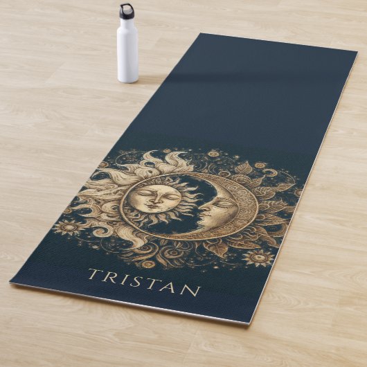 Elegant Celestial Gold Sun Moon gepersonaliseerd Yogamat (In situ)