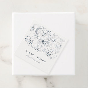 Elegant Celestial Navy Sterrennacht Moon Wedding Bedankjes Labels