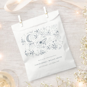 Elegant Celestial Navy Sterrennacht Moon Wedding Bedankzakje