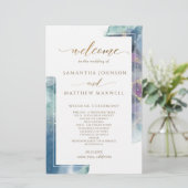Elegant Celestial Waterverf Wedding Programme (Staand voorkant)