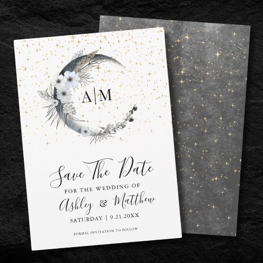 Elegant Celestial Wedding Save the Date Kaart