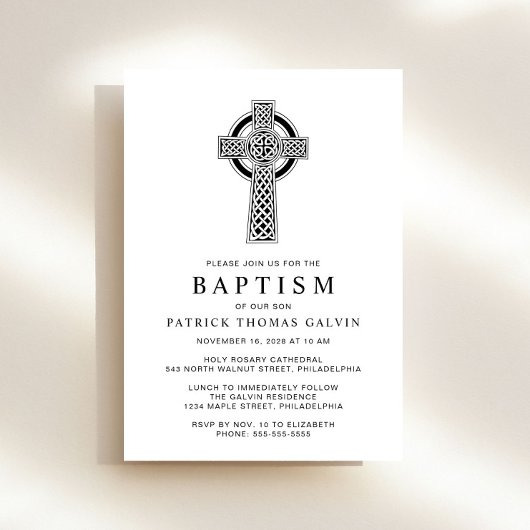 Elegant Celtic Cross Baptisme Kaart