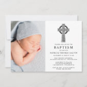 Elegant Celtic Cross Photo Baptisme Kaart (Voorkant)