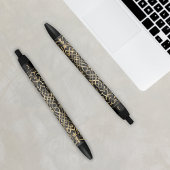 Elegant Celtic Pattern Black Gold Monogram Initiaa Zwarte Inkt Pen