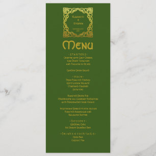 Elegant Celtic Wedding Green Faux Gold Celtic Knot Menu