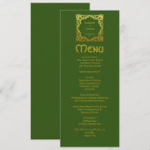 Elegant Celtic Wedding Green Faux Gold Celtic Knot Menu (Voorkant / Achterkant)
