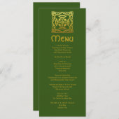 Elegant Celtic Wedding Green Faux Gold Celtic Knot Menu (Voorkant / Achterkant)