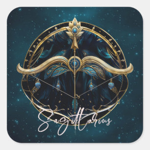Elegant Centaur Zodiac Sign Zwart Goud Boogschutte Vierkante Sticker