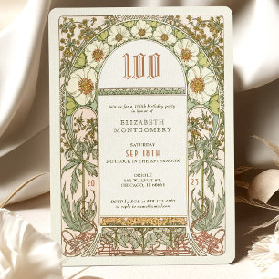 Elegant Centennial Celebration Art Nouveau Mucha Kaart