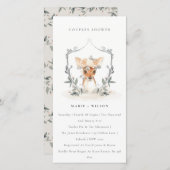 Elégant Cerf Floral Crest Couples Invitation douch (Devant / Derrière)