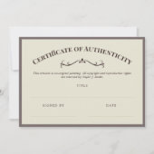 Elegant certificaat van echtheid (Voorkant)