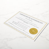 Elegant certificaat van echtheid van de kunstenaar folie uitnodiging (Gedraaid)
