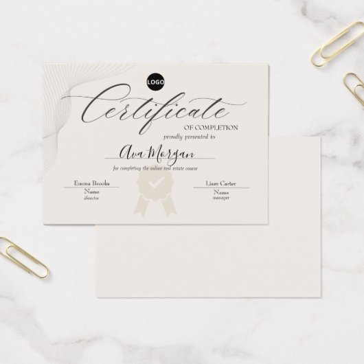 Elegant certificaat van Sjabloon Visitekaartje (Kantoor)